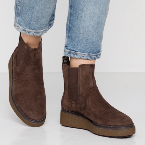 Suede Chelsea Wedge Boots 